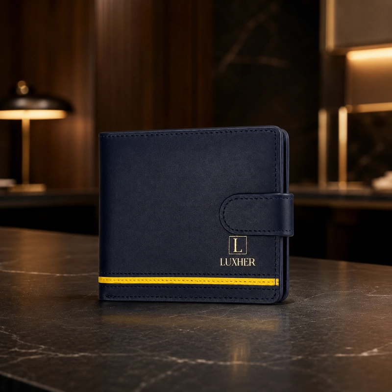 BILLETERA HOMBRE CUERO GENUINO PROTECCION RFID LUXHER AUREO - 2