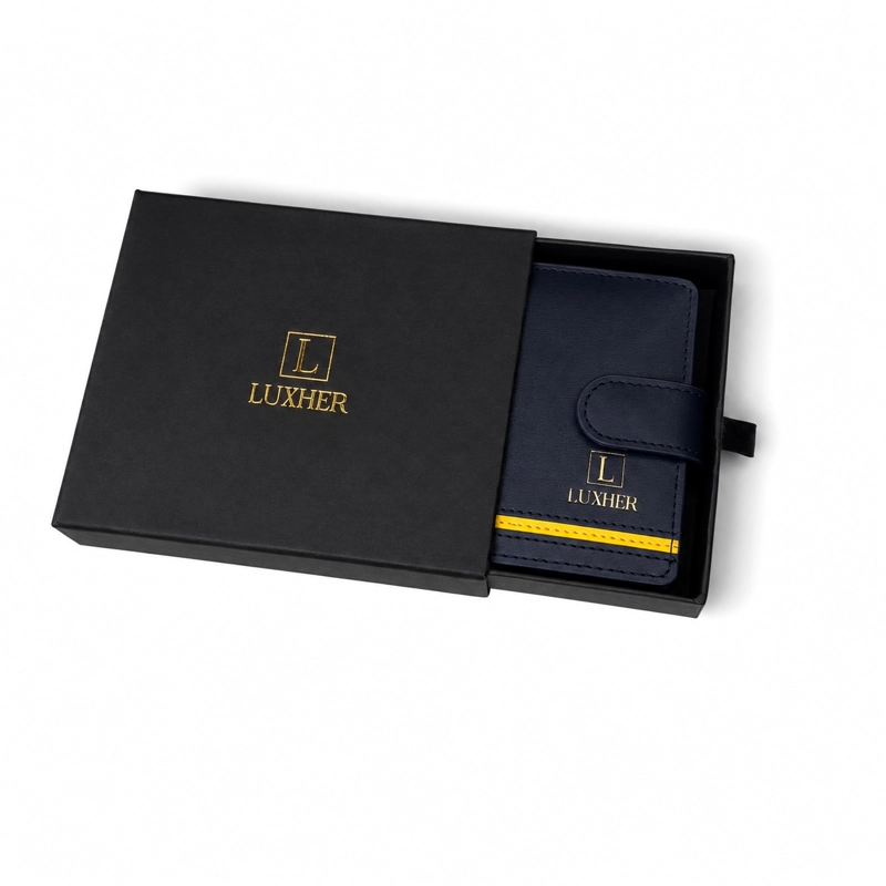 BILLETERA HOMBRE CUERO GENUINO PROTECCION RFID LUXHER AUREO - 3