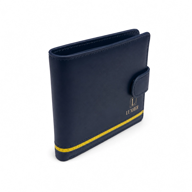 BILLETERA HOMBRE CUERO GENUINO PROTECCION RFID LUXHER AUREO - 9