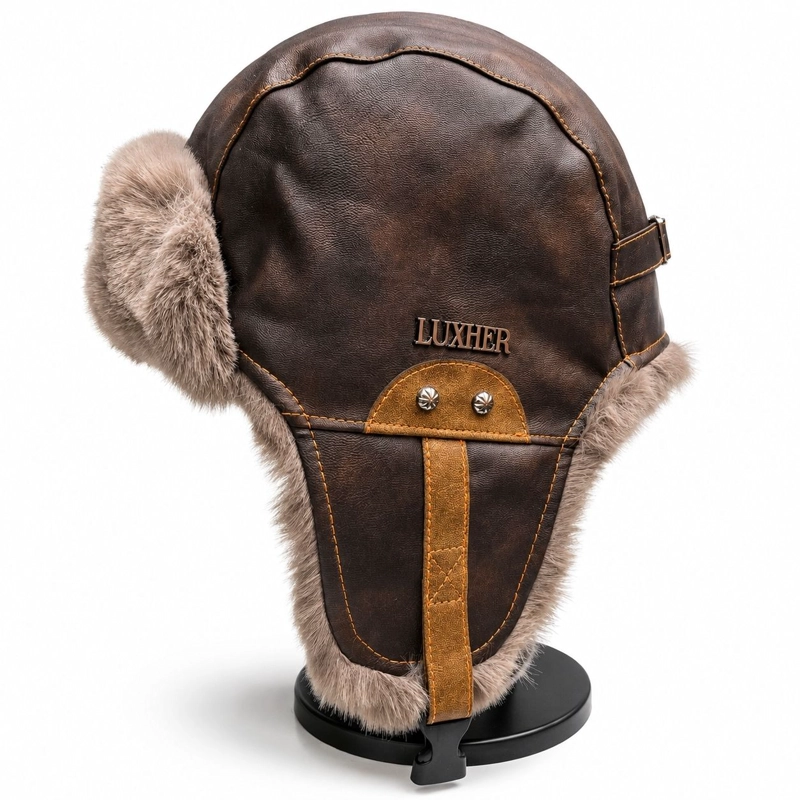 GORRO RUSO LUXHER ECO CUERO TE RMICO UNISEX INVIERNO GLACIAL - 1