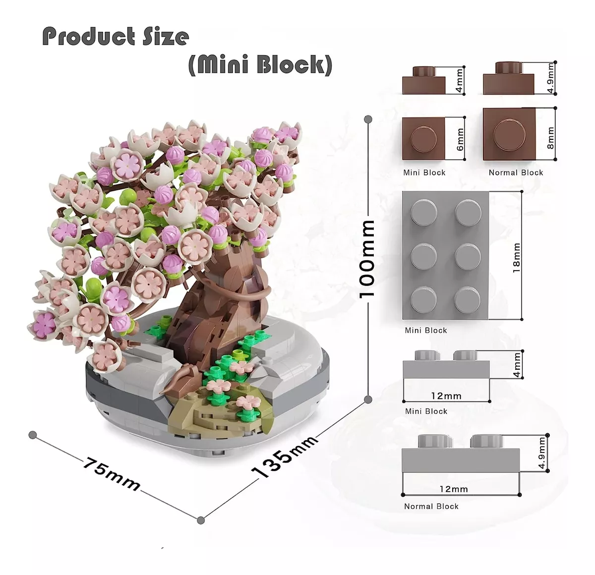 BONSAI DE CEREZOS EN MACETA PARA ARMAR LEGO COMPATIBLE - 2