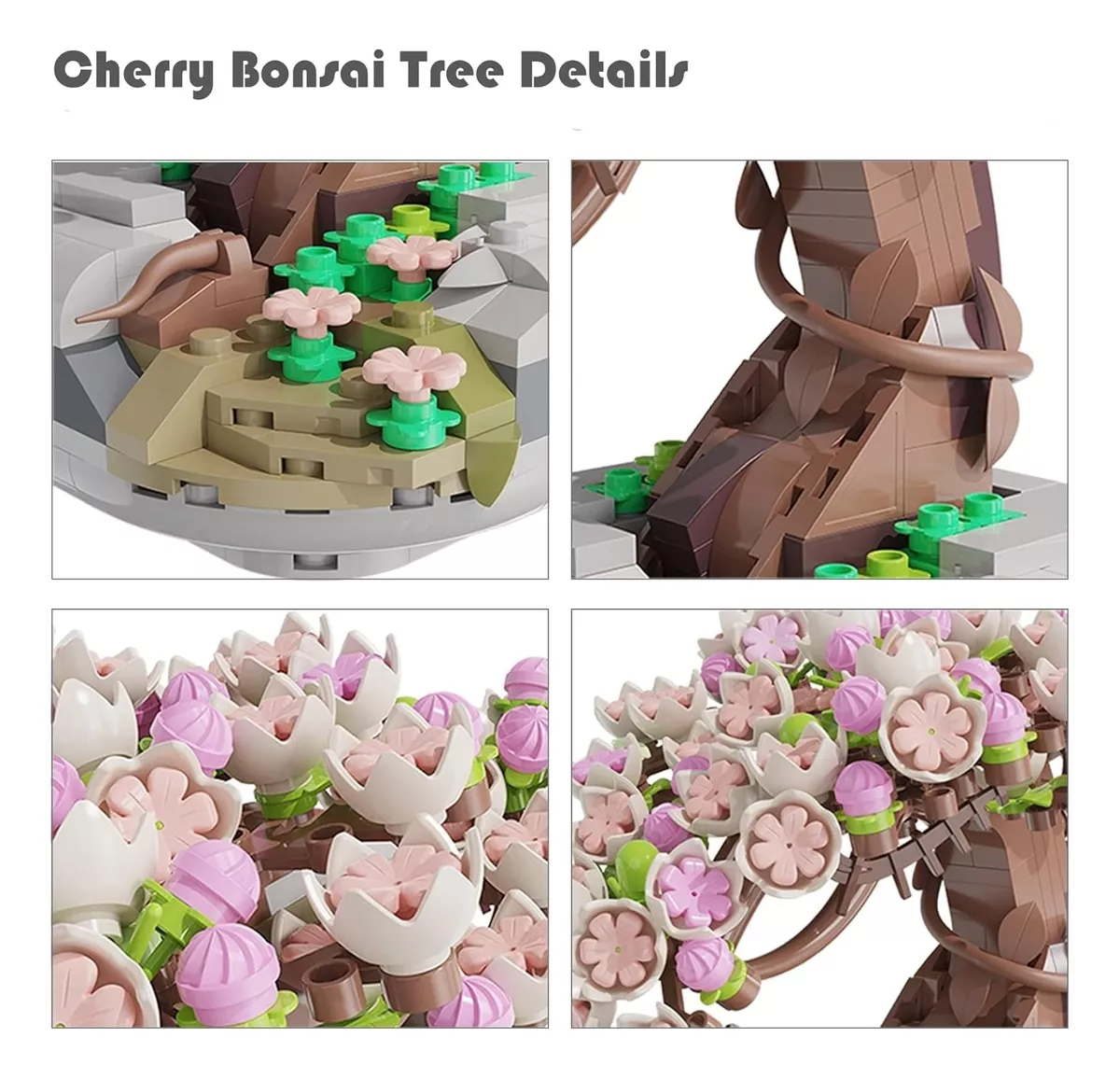 BONSAI DE CEREZOS EN MACETA PARA ARMAR LEGO COMPATIBLE - 5