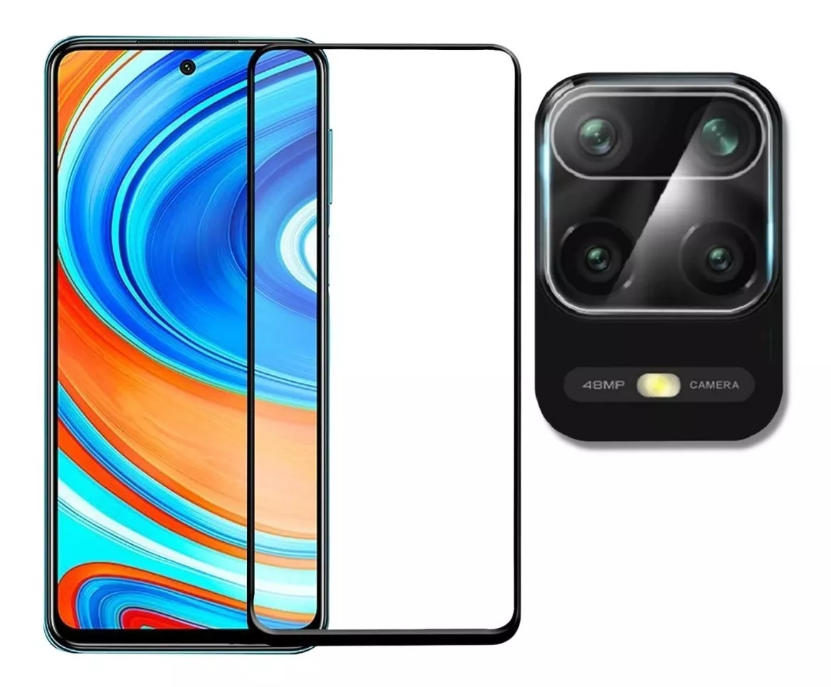 PROTECTOR CÁMARA XIAOMI REDMI NOTE 9S PRO VIDRIO TEMPLADO + PANTALLA 5D - 1