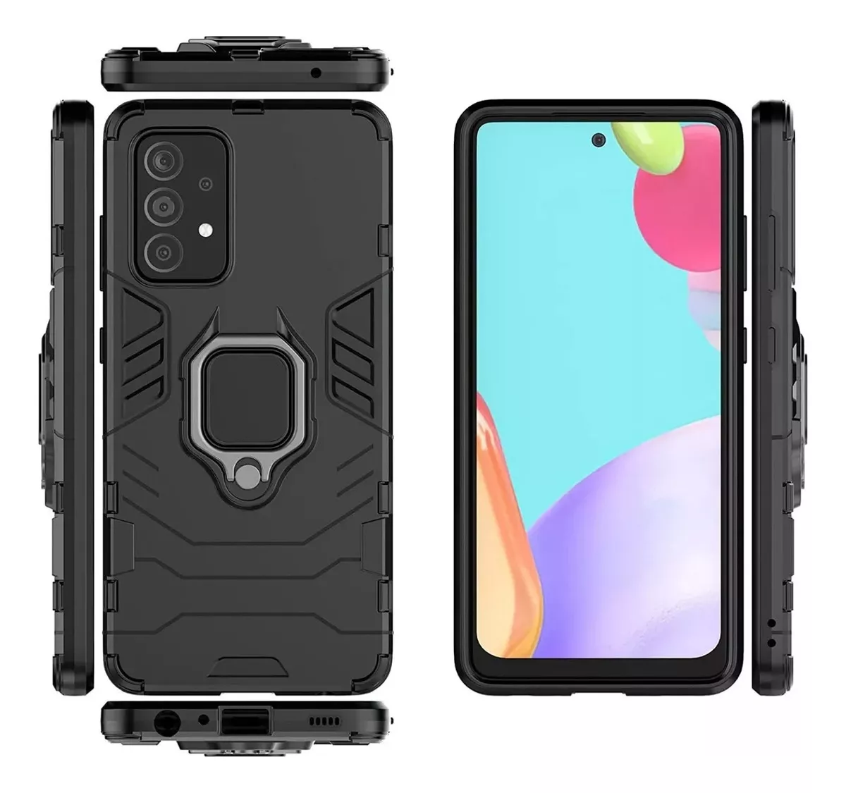 CARCASA SAMSUNG GALAXY A72 ANTISHOCK ARMOR ANILLO NEGRA - 2