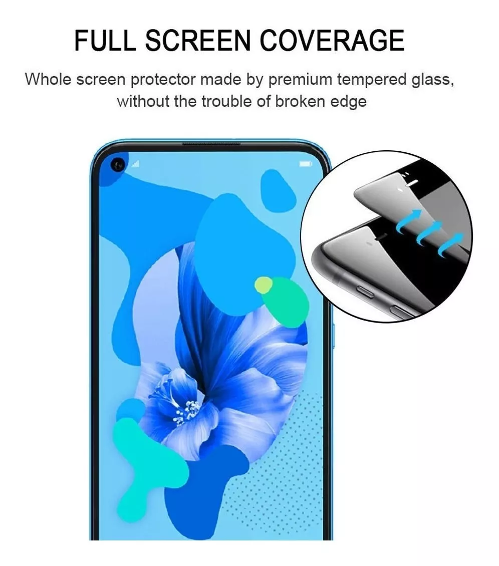 PROTECTOR HUAWEI NOVA 5T MICA VIDRIO TEMPLADO FULL PEGAMENTO 9H - 2