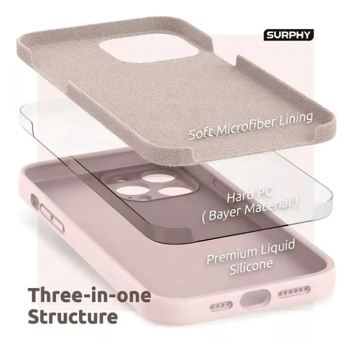 CARCASA IPHONE 12 PRO MODELOS IPHONE SILICONA COLOR ROSA ARENA 3 CÁMARAS - 2