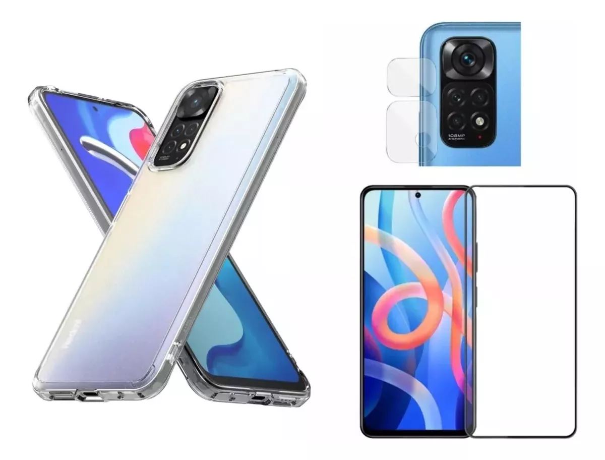 KIT CARCASA XIAOMI REDMI NOTE 11 11S SILICONA + LÁMINA PANTALLA CÁMARA - 1