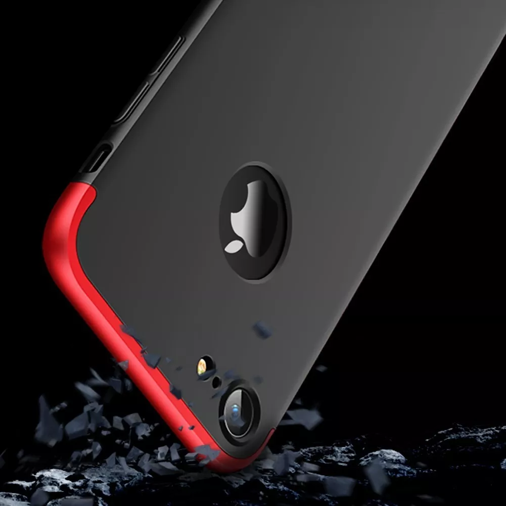 CARCASA IPHONE 7 8 ANTIGOLPES GKK SLIM BORDES 360 COLOR ROJO/NEGRO - 2