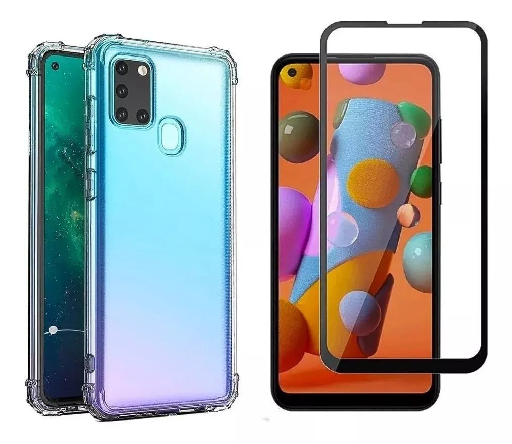 GENÉRICO CARCASA SAMSUNG GALAXY A21S SILICONA ANTIGOLPES + VIDRIO