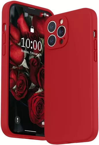 GENÉRICO CARCASA IPHONE 13 PRO MODELOS IPHONE SILICONA COLOR ROJO 3 CÁMARAS