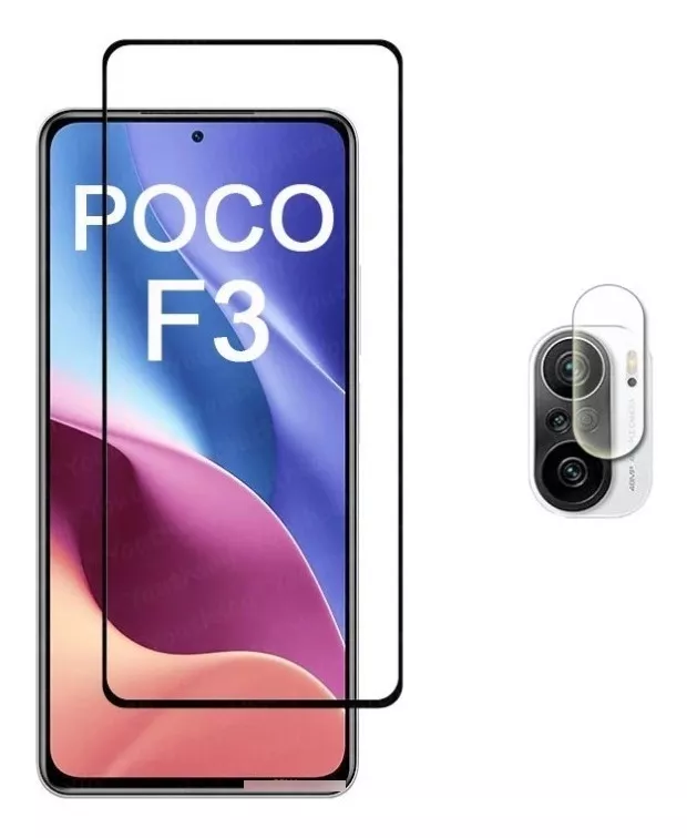 PROTECTOR CÁMARA XIAOMI POCO F3 VIDRIO TEMPLADO + PANTALLA 9H 5D - 1