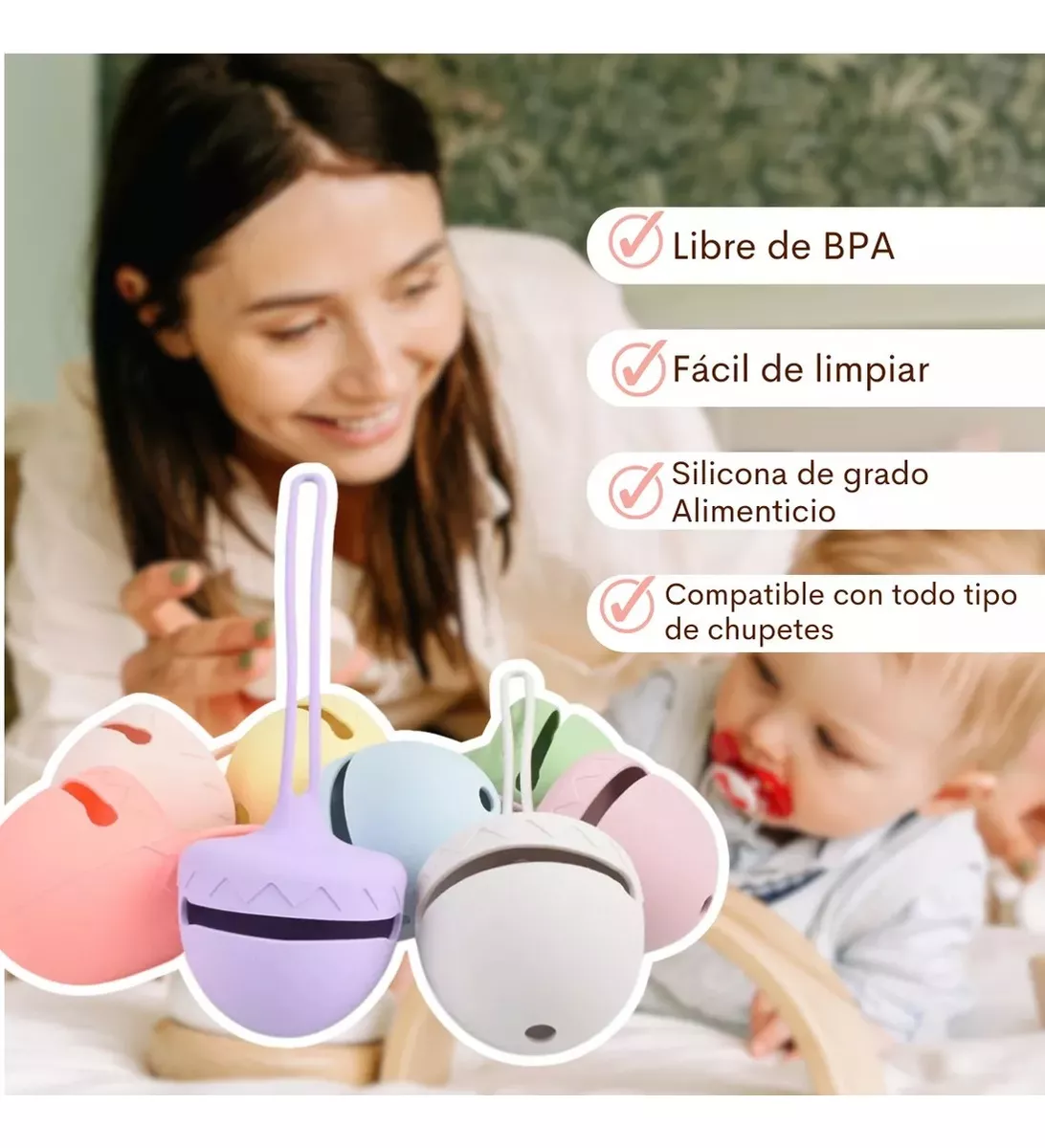 PORTACHUPETE SILICONA ESTUCHE BEBÉ PORTÁTIL GRIS - 2