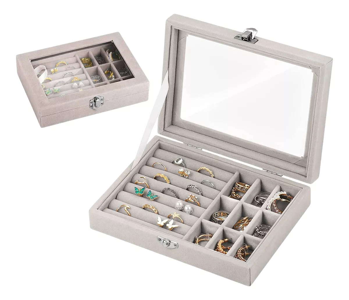 ORGANIZADOR JOYAS EXHIBIDOR DE TERCIOPELO Y ACRILICO - 1