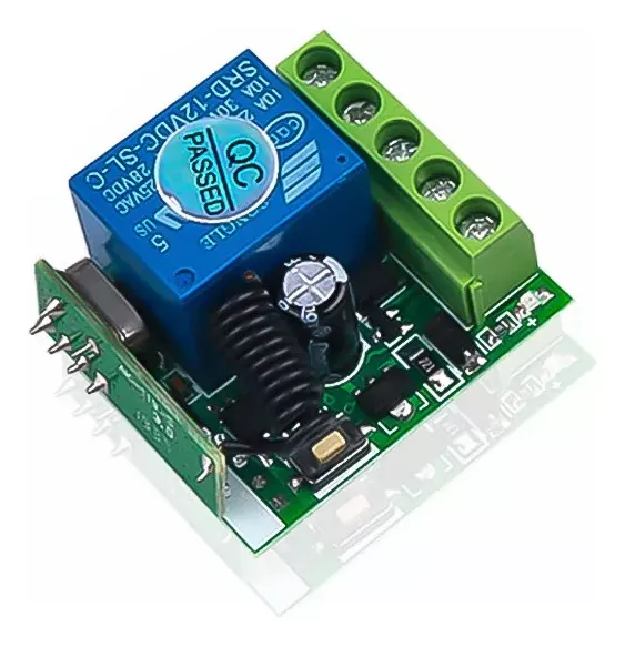 MÓDULO RELÉ RF OEM 1CH 12 V 433MHZ + CONTROL REMOTO LUCES PORTÓN - 1