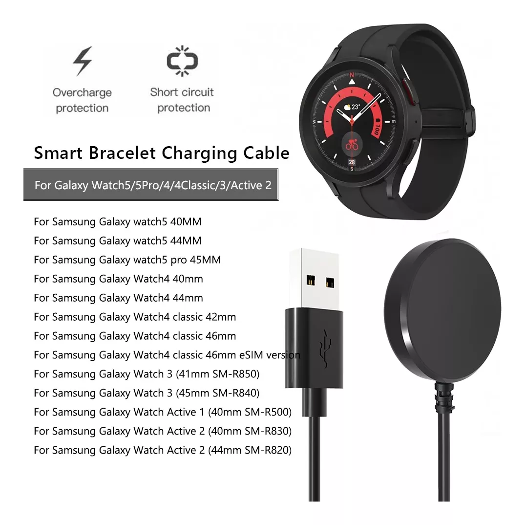 CARGADOR SAMSUNG GALAXY WATCH CLASSIC 4 3 ACTIVE2 CABLE R500 COLOR NEGRO - 2