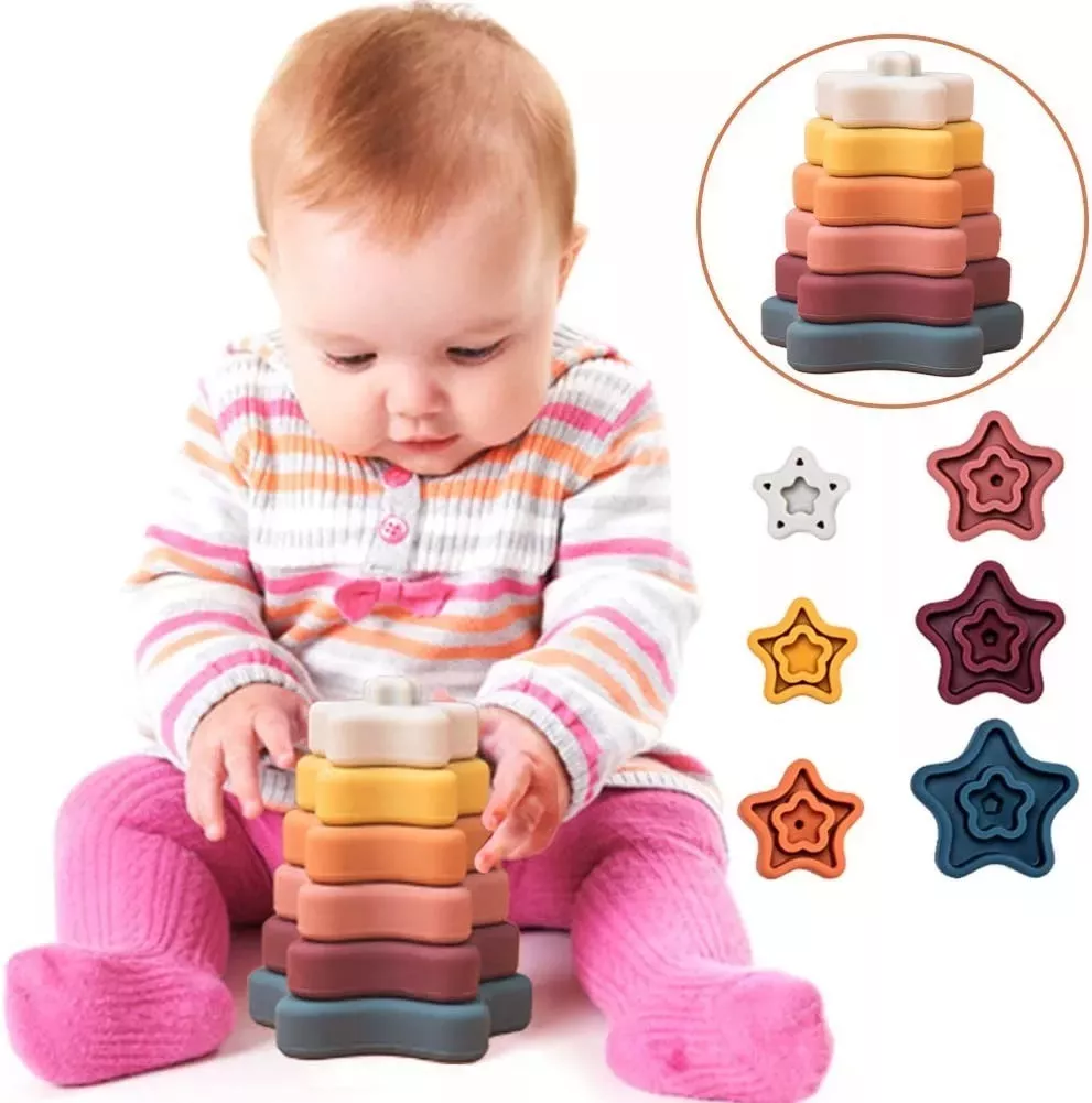 JUGUETE PARA BEBÉ TORRE APILABLE DE SILICONA LIBRE BPA CT - 2