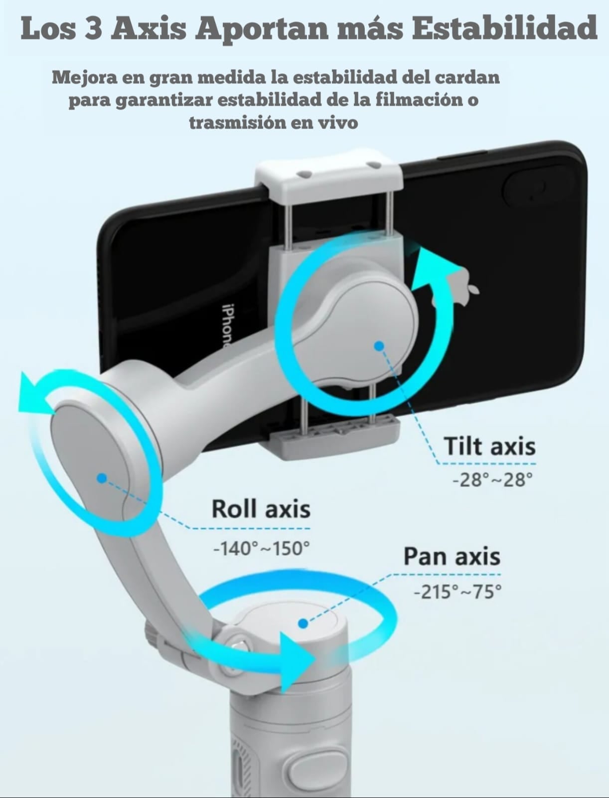 SOPORTE AXIS ESTABILIZADOR PARA CELULAR GIMBAL 3 ANTIVIBRACIÓN - 2