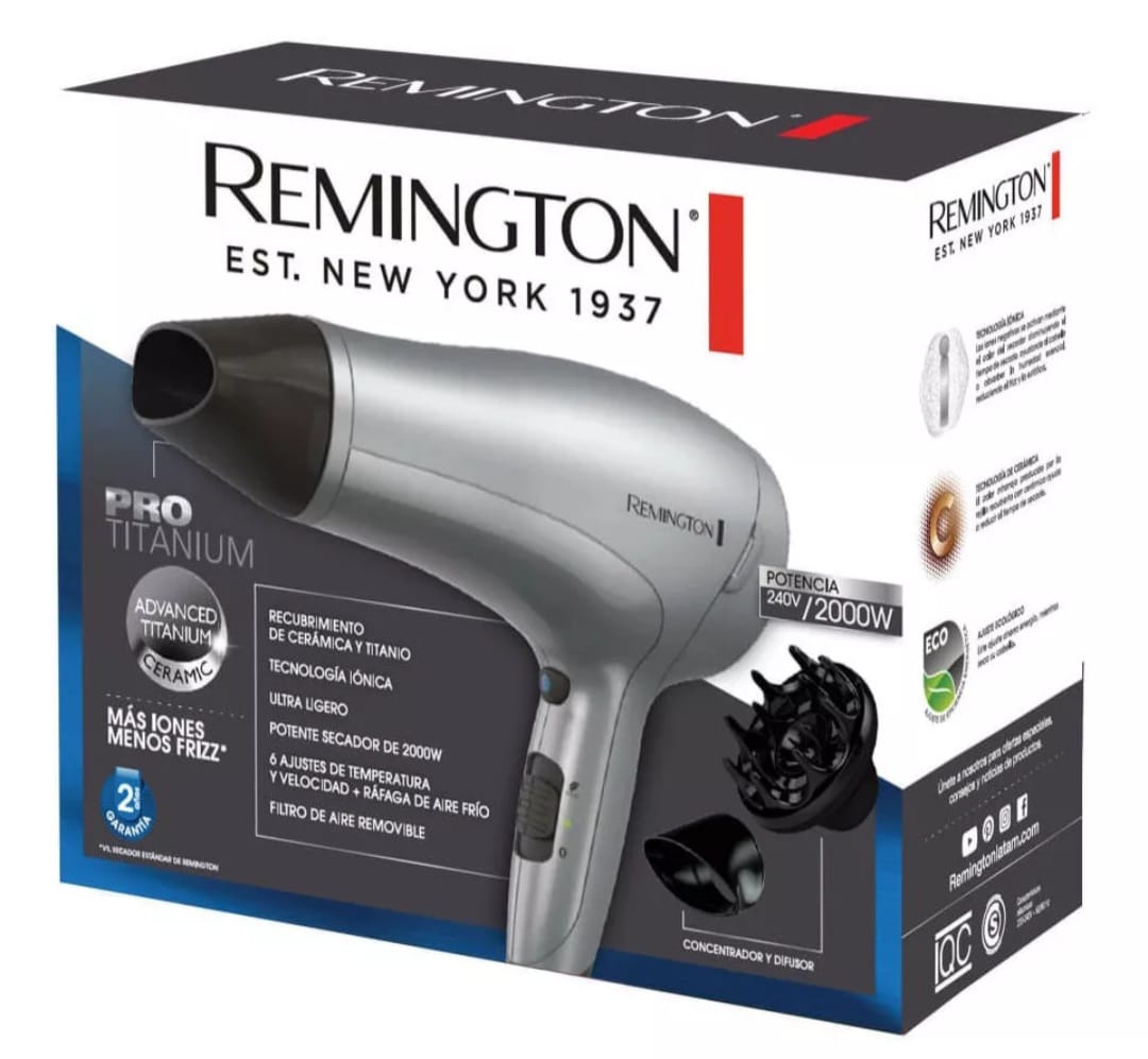 SECADOR DE PELO REMINGTON TITANIUM PRO D3019 2000W CON IONIZADOR - 4