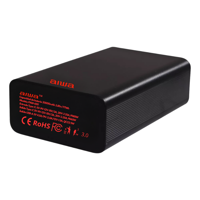 POWER BANK USB 2.0/3.0 AIWA 20.000 MAH ACERO INOXIDABLE - 3