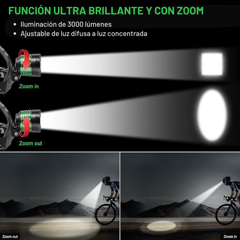 LINTERNA FRONTAL ZOOM IPX68 3000 LÚMENES - 5