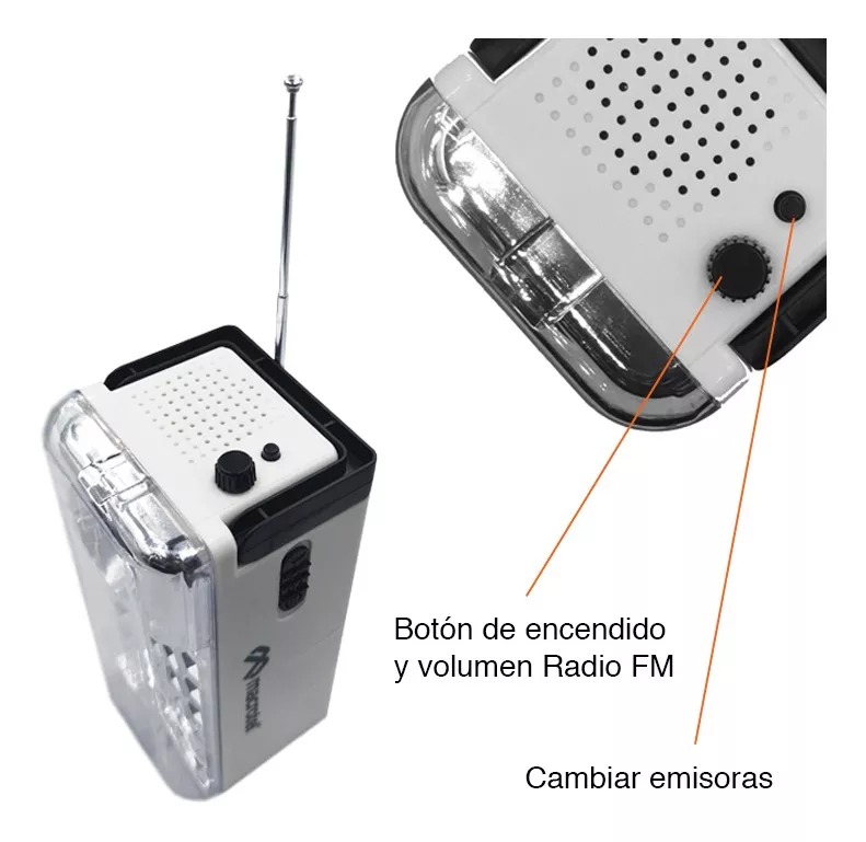 LÁMPARA DE EMERGENCIA MACROTEL RECARGABLE 24LED CON RADIO FM - 3