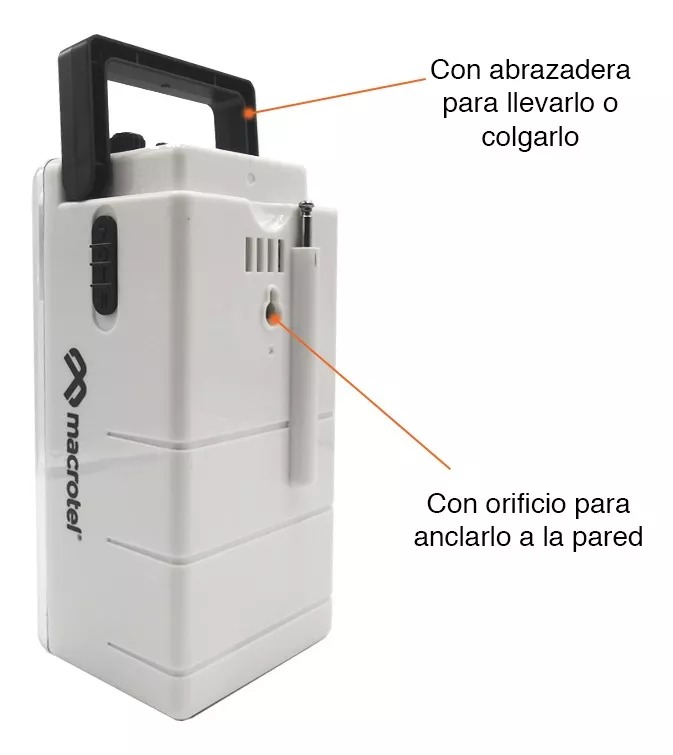 LÁMPARA DE EMERGENCIA MACROTEL RECARGABLE 24LED CON RADIO FM - 5