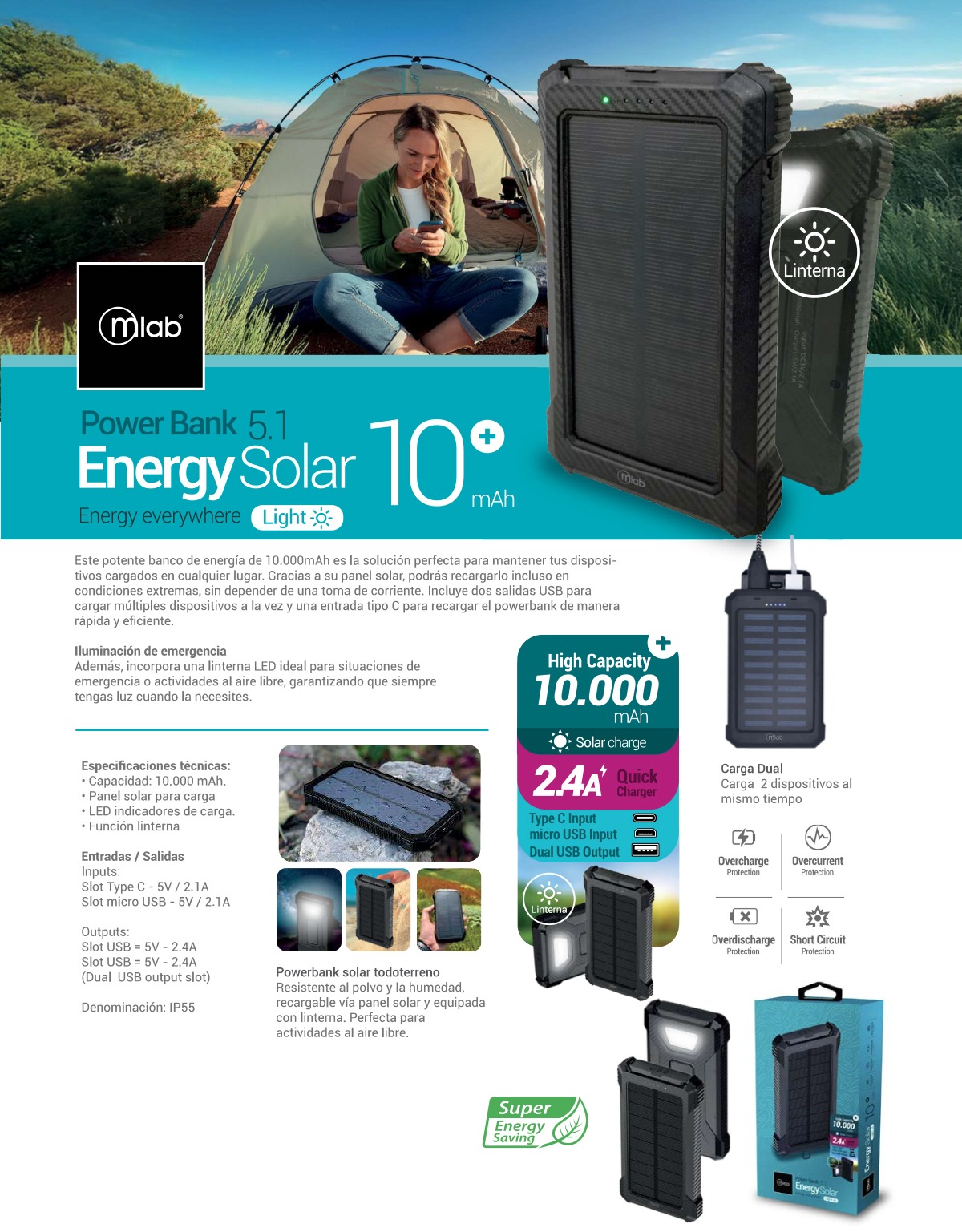 POWER BANK ENERGÍA SOLAR 10000MAH - 6