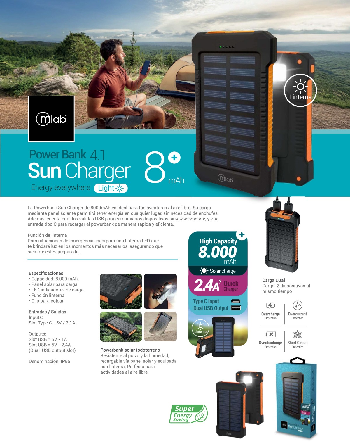 POWER BANK ENERGÍA SOLAR 8000MAH - 4
