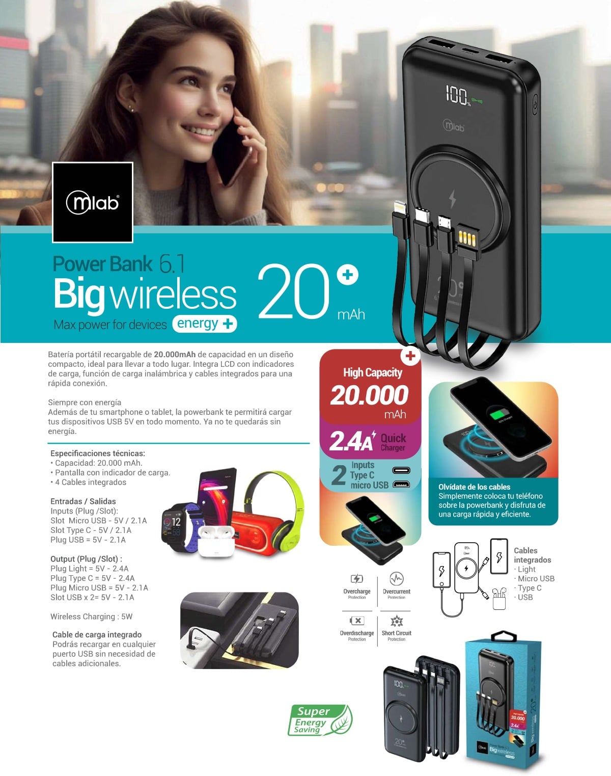 POWER BANK BIG WIRELESS 20.000 MAH - 6