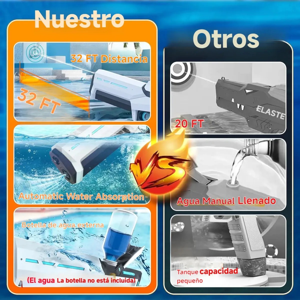 PISTOLA DE AGUA ELÉCTRICA RECARGABLE CON SUCCIÓN AUTOMÁTICA - 4