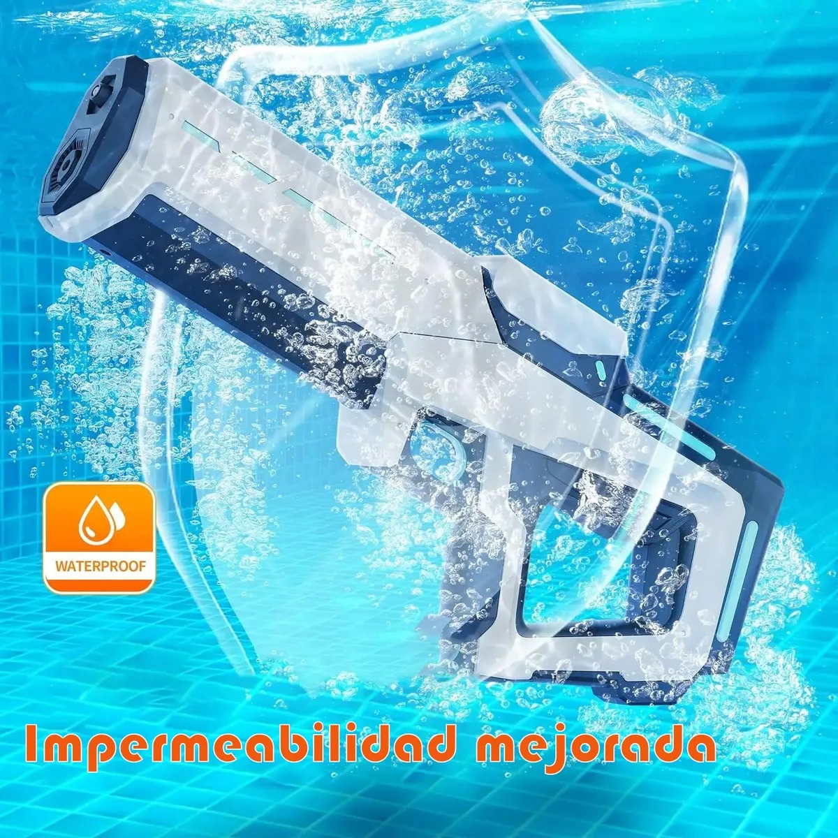 PISTOLA DE AGUA ELÉCTRICA RECARGABLE CON SUCCIÓN AUTOMÁTICA AZUL - 5