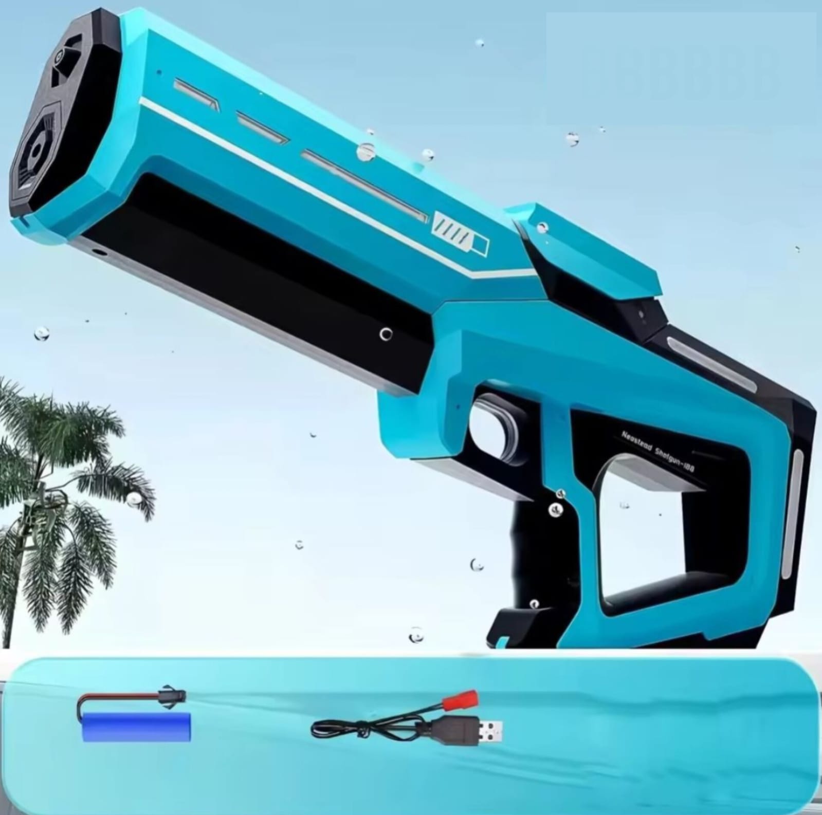 PISTOLA DE AGUA ELÉCTRICA RECARGABLE CON SUCCIÓN AUTOMÁTICA AZUL - 8