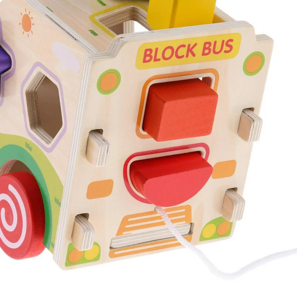 BUS CLASIFICADOR DE FIGURAS JUGUETE DE ARRASTRE DE MADERA - 6