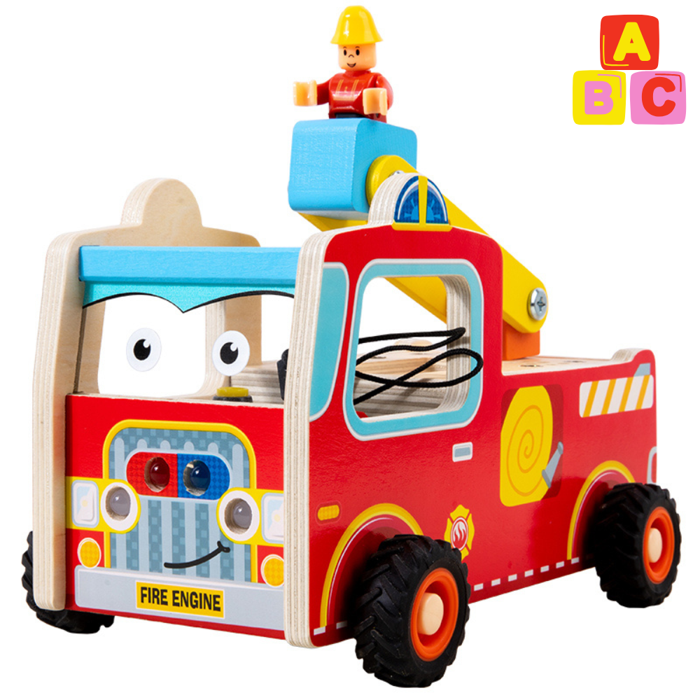 CAMION DE BOMBEROS DE MADERA MONTESSORI - 1