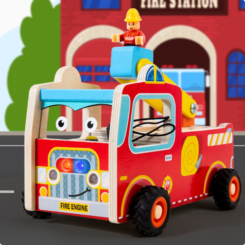 CAMION DE BOMBEROS DE MADERA MONTESSORI - 2