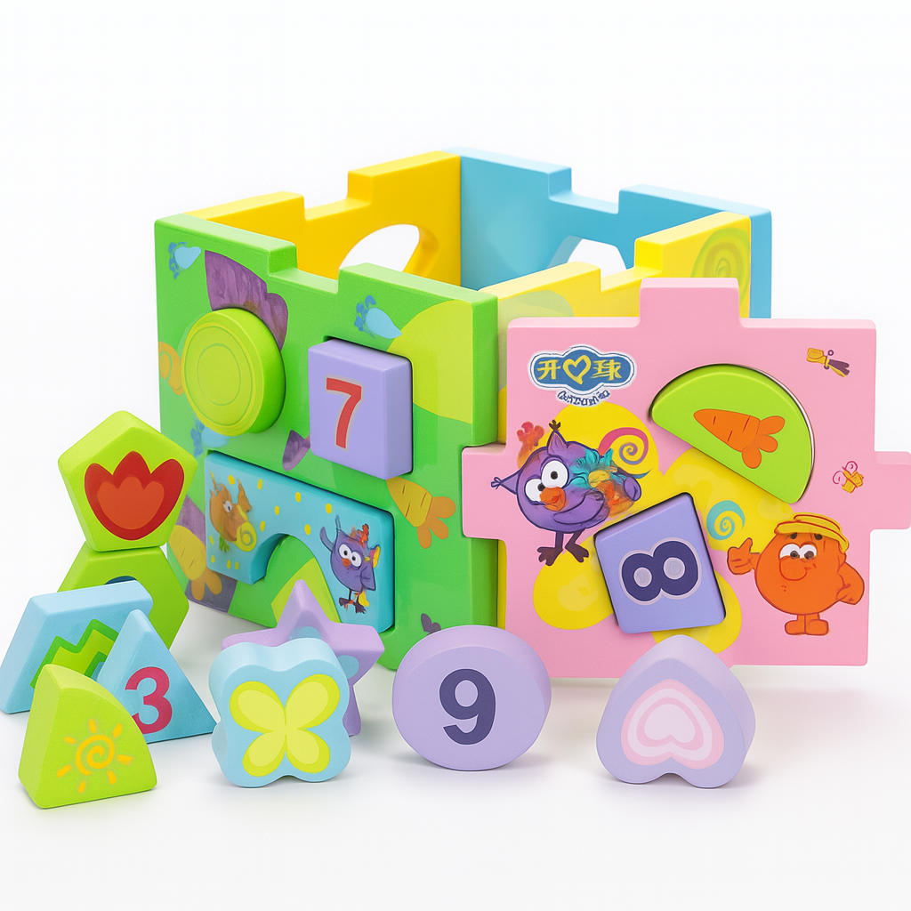 CUBO CLASIFICADOR DE FIGURAS JUGUETE EDUCATIVO MONTESSORI - 1