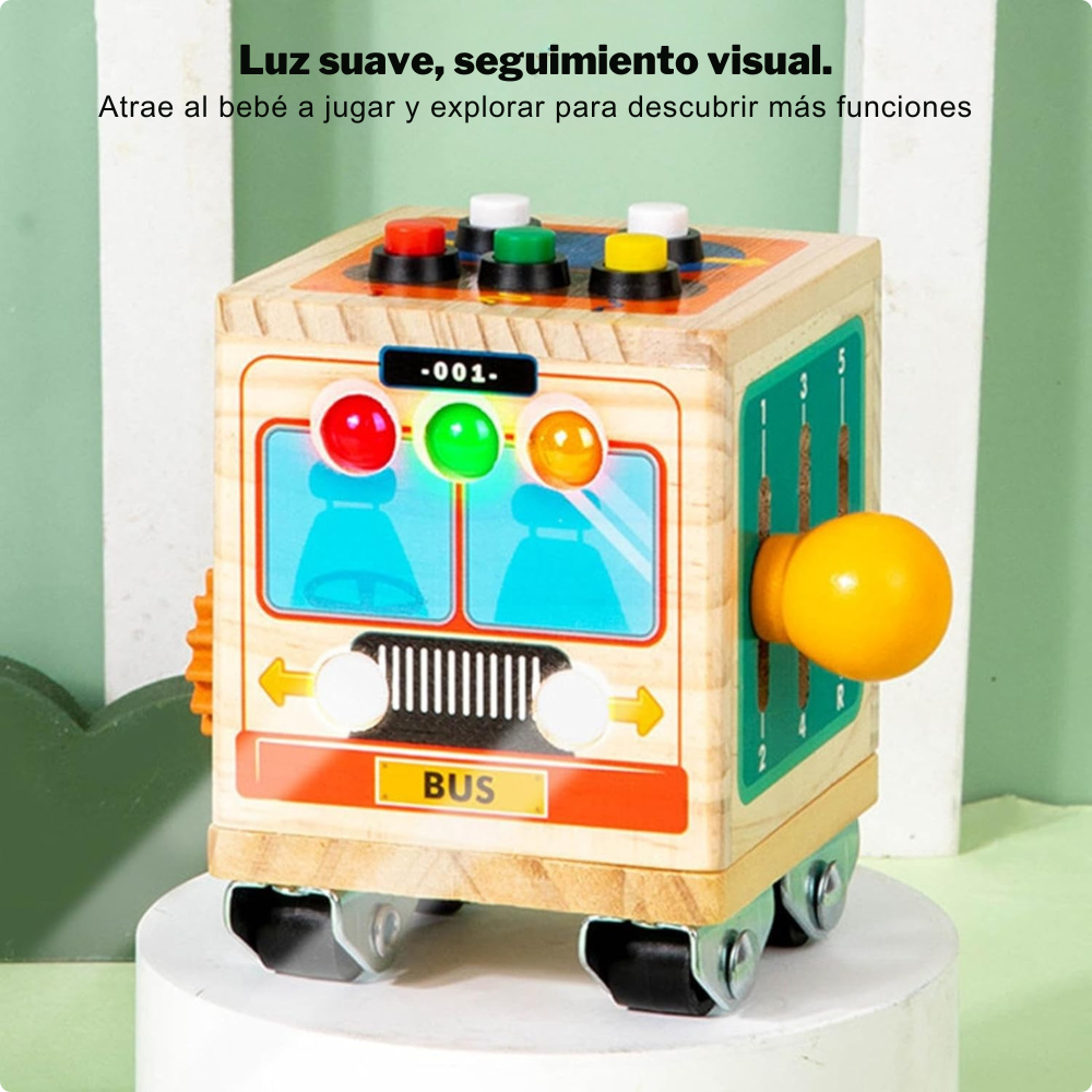 CUBO SENSORIAL MONTESSORI DE MADERA MINI BUS - 3