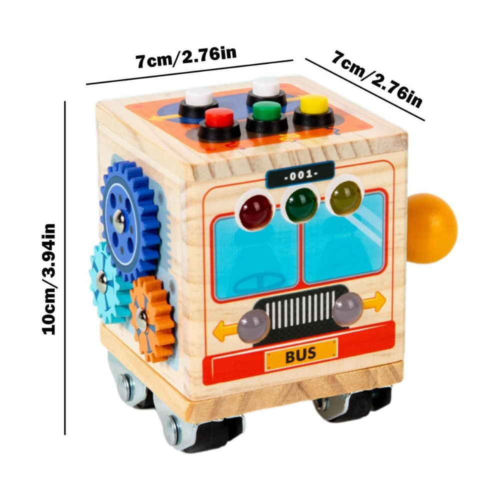 CUBO SENSORIAL MONTESSORI DE MADERA MINI BUS - 5