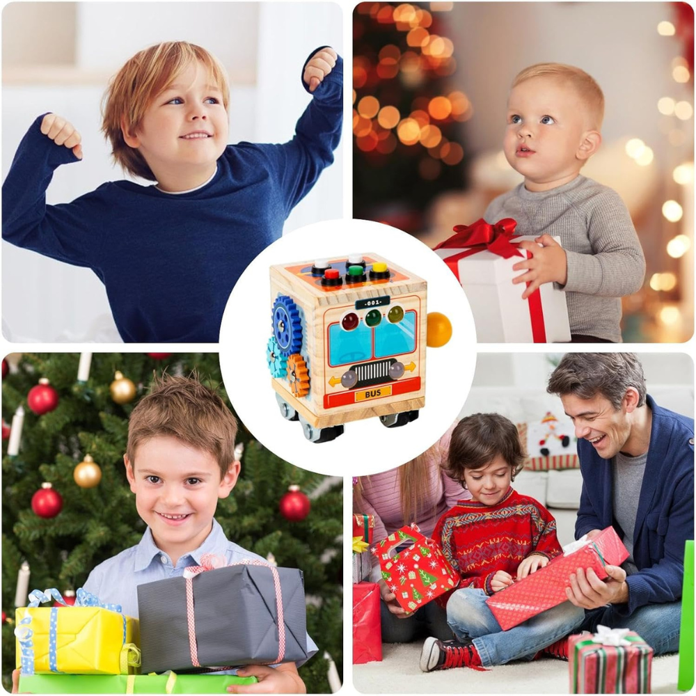 CUBO SENSORIAL MONTESSORI DE MADERA MINI BUS - 7