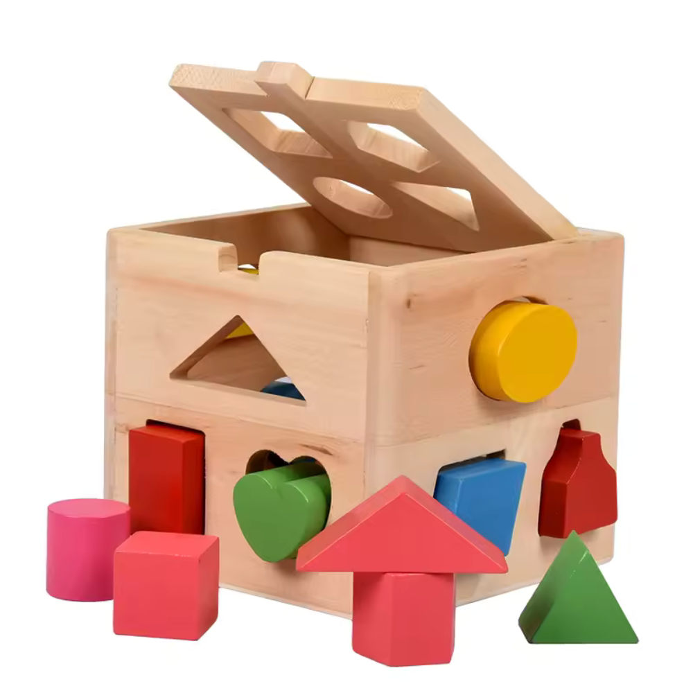 CUBO CLASIFICADOR DE FIGURAS DE MADERA - 1
