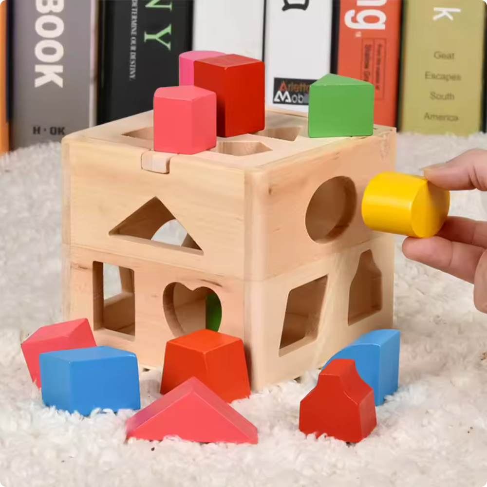 CUBO CLASIFICADOR DE FIGURAS DE MADERA - 4