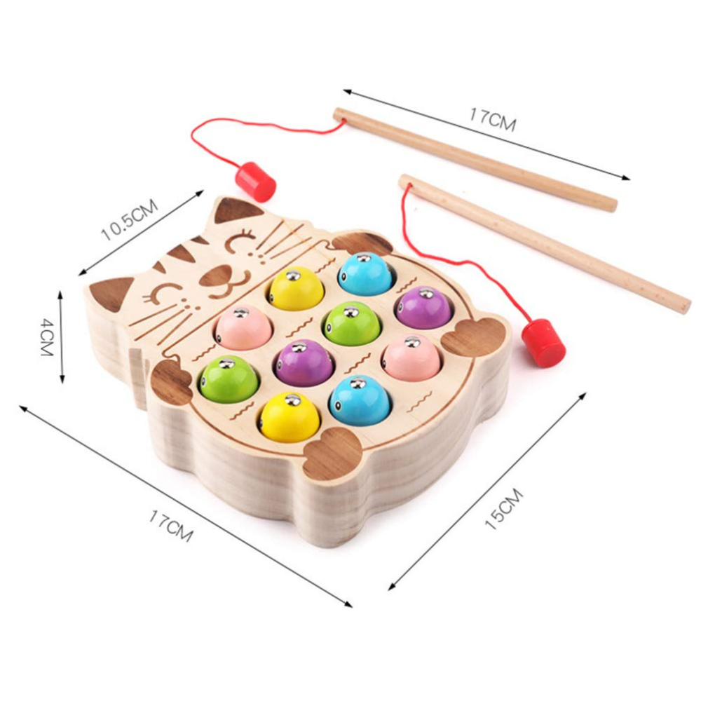 JUEGO DE PESCA MAGNE TICA DE MADERA GATO PESCADOR - 5