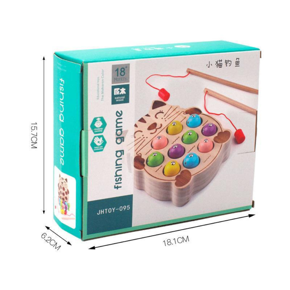 JUEGO DE PESCA MAGNE TICA DE MADERA GATO PESCADOR - 6