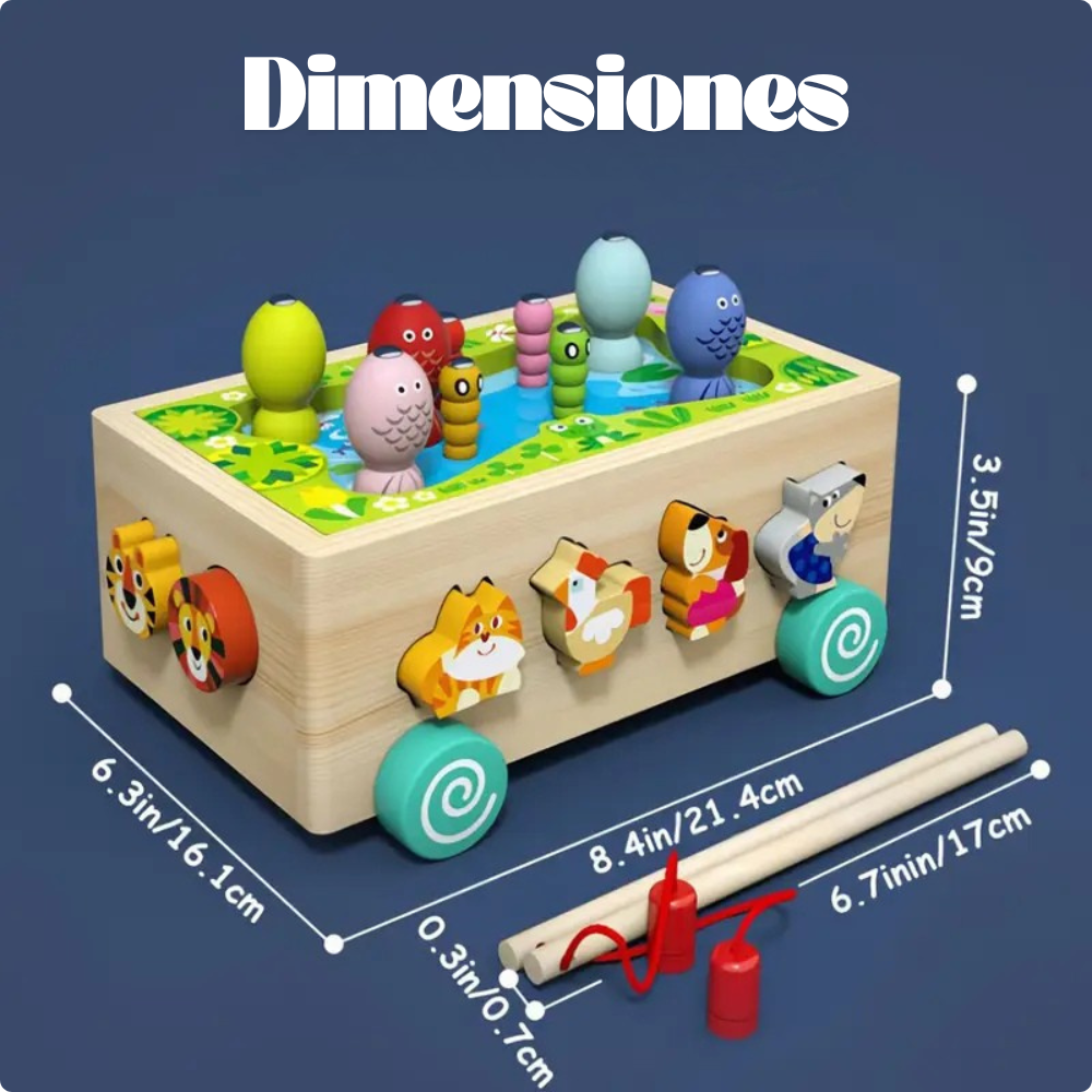 JUEGO DE PESCA MAGNE TICA 2 EN 1 CON CARRITO DE MADERA - 5