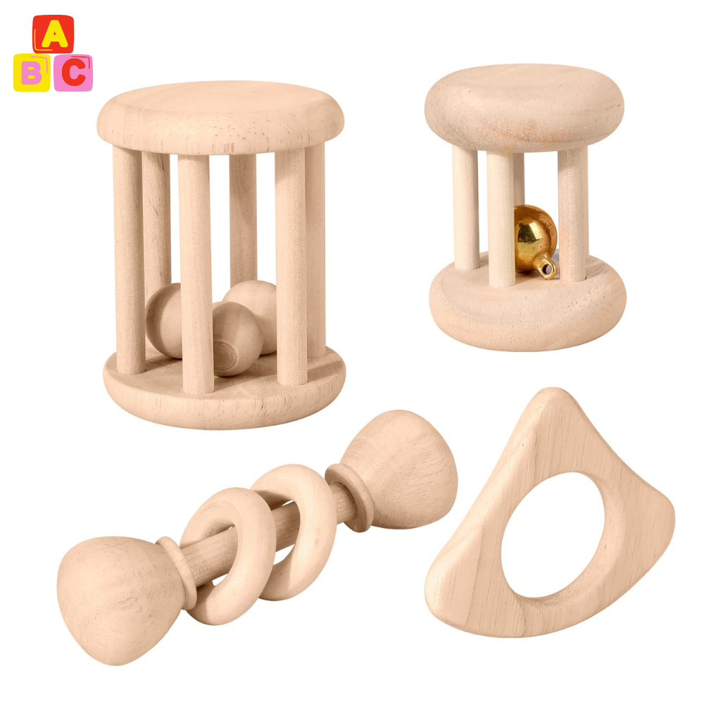 SET DE SONAJERAS DE MADERA PARA BEBE - 1