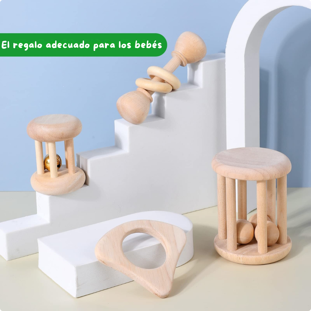 SET DE SONAJERAS DE MADERA PARA BEBE - 2