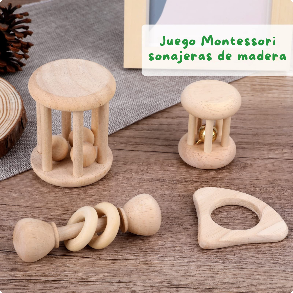 SET DE SONAJERAS DE MADERA PARA BEBE - 3