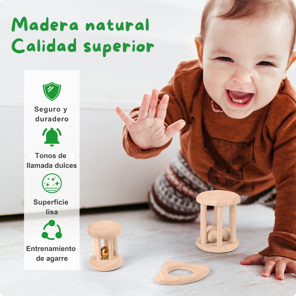 SET DE SONAJERAS DE MADERA PARA BEBE - 4