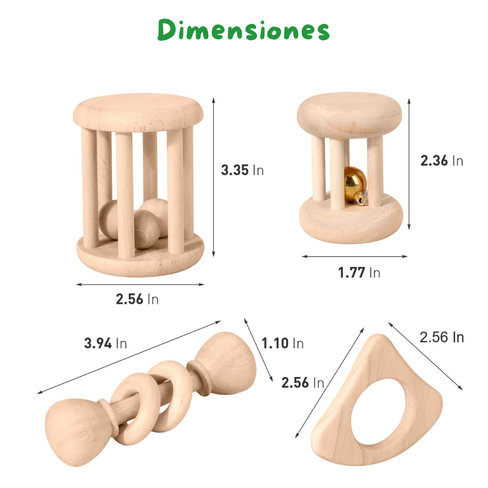 SET DE SONAJERAS DE MADERA PARA BEBE - 5