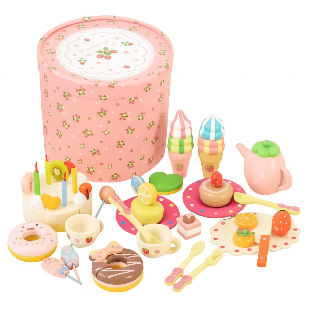 SET DE POSTRES DE MADERA JUEGO DE TE Y REPOSTERIA PARA NIÑOS - 1